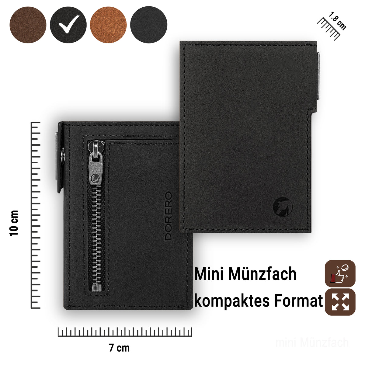 DORERO Slim Wallet Vintage Schwarz
