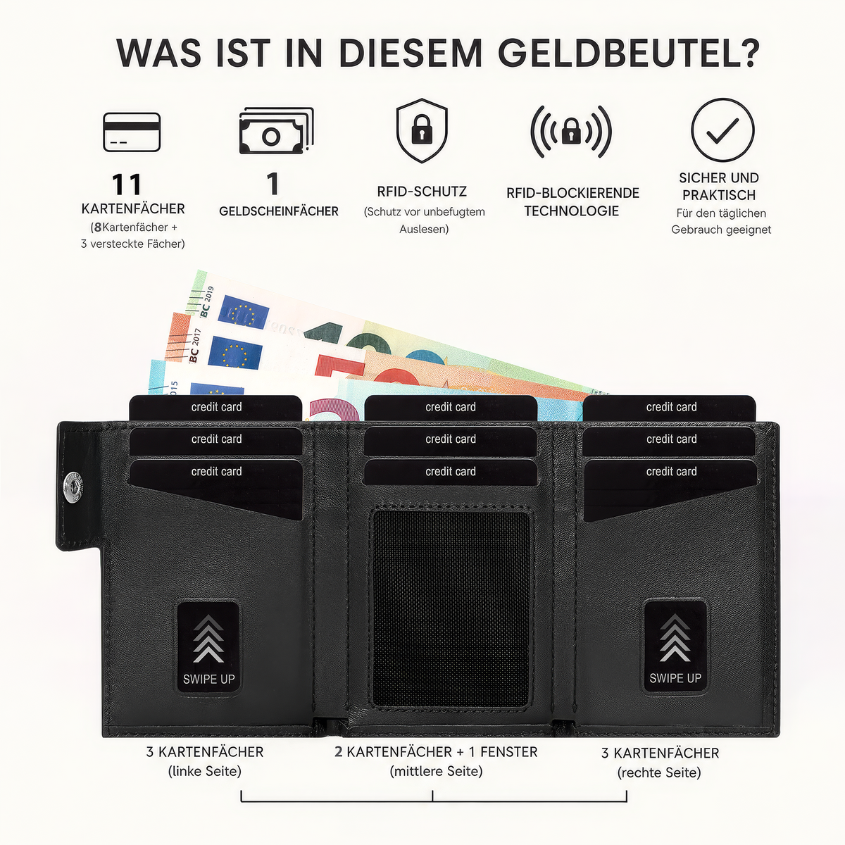DORERO Slim Wallet Classic Schwarz