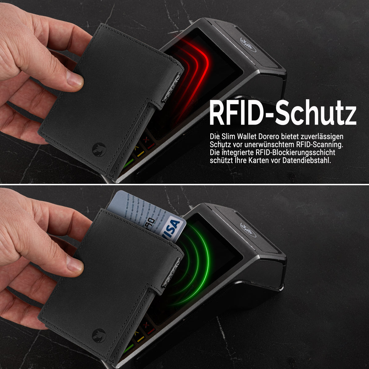DORERO Slim Wallet Vintage Schwarz