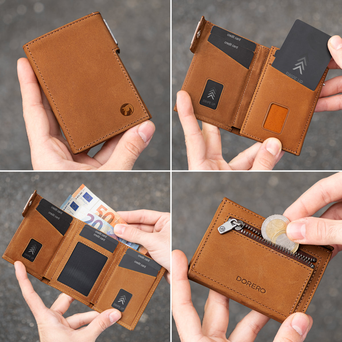 DORERO Slim Wallet Cognac Braun