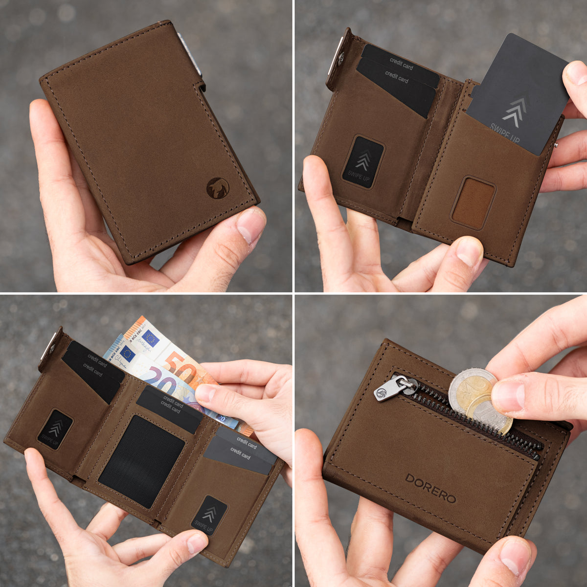 DORERO Slim Wallet Vintage Braun